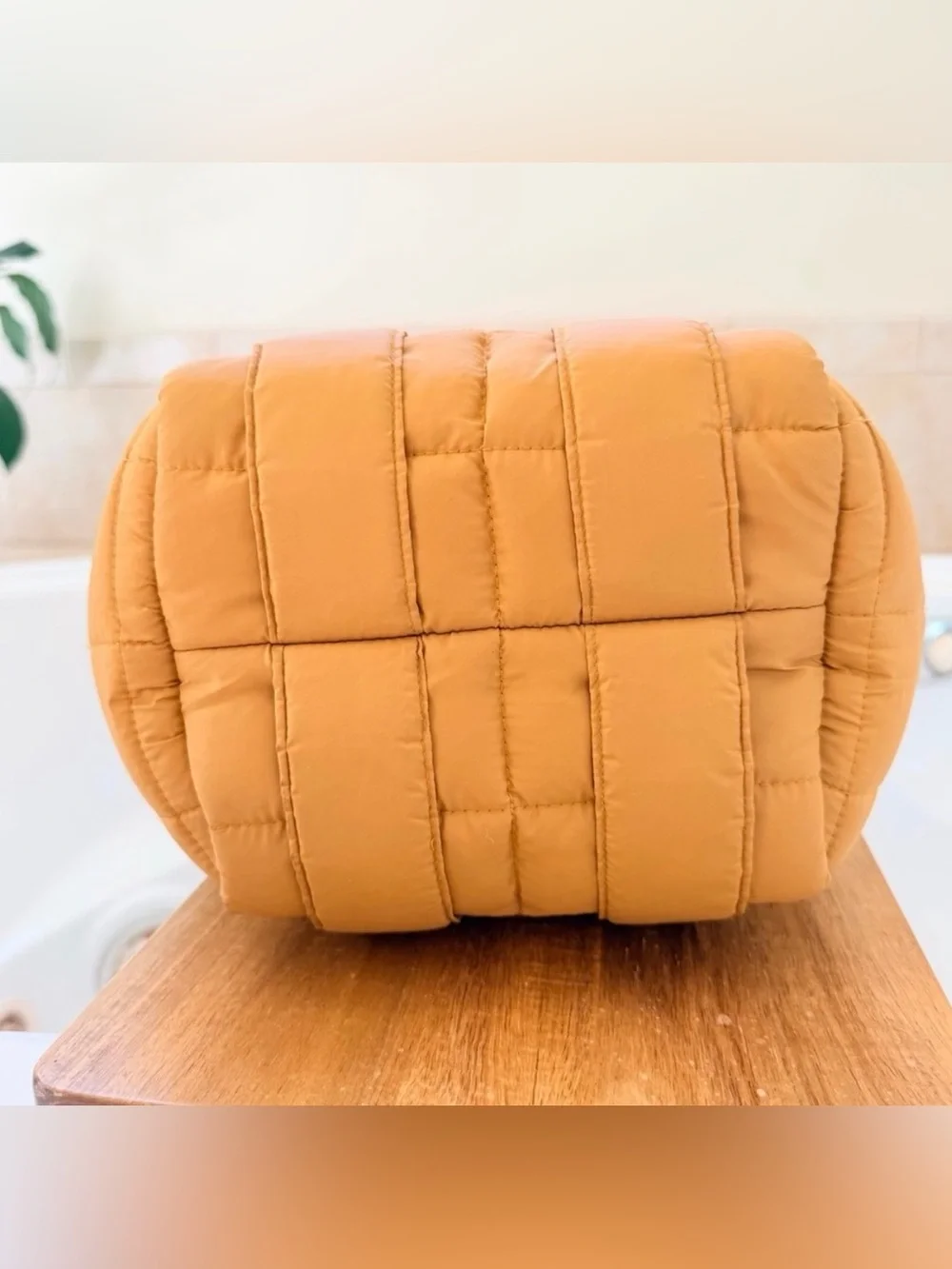 Clare V Le Petit Box Tote Sportif - Mustard Quilted Puffer original $185